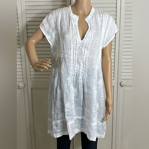 CP Shades White Linen Pintuck Tunic